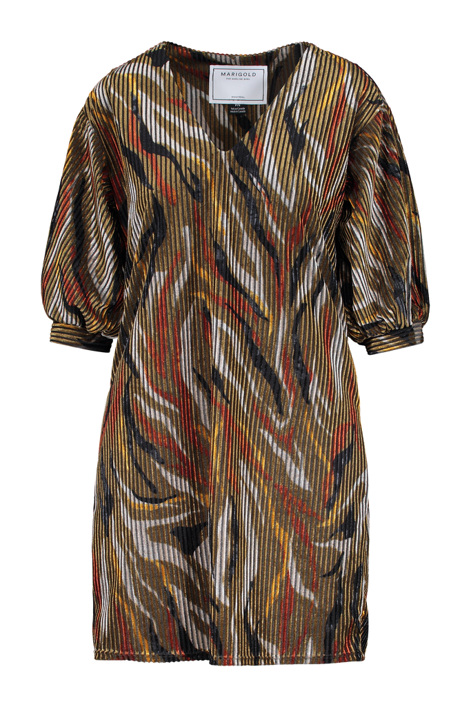 Robe en velours Brigitte verte (devant), éblouissante, lumineuse, confortable, texturé - Marigold Montréal.