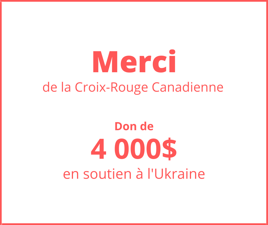 Don de 4 000$ à la Croix Rouge en soutien à l'Ukraine