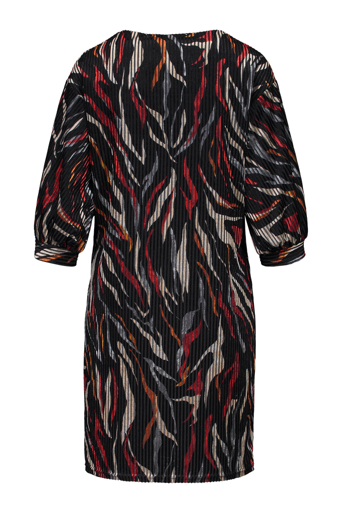 Robe en velours Brigitte noire (dos), éblouissante, lumineuse, confortable, texturé - Marigold Montréal.